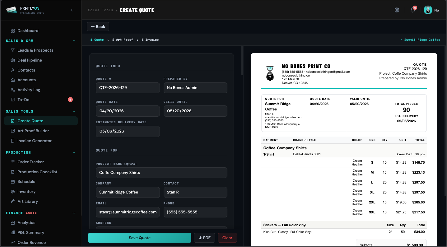 PrntlyOS quote builder