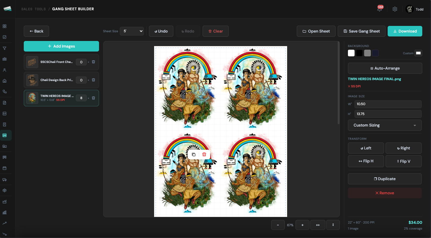 PrntlyOS gang sheet builder embed