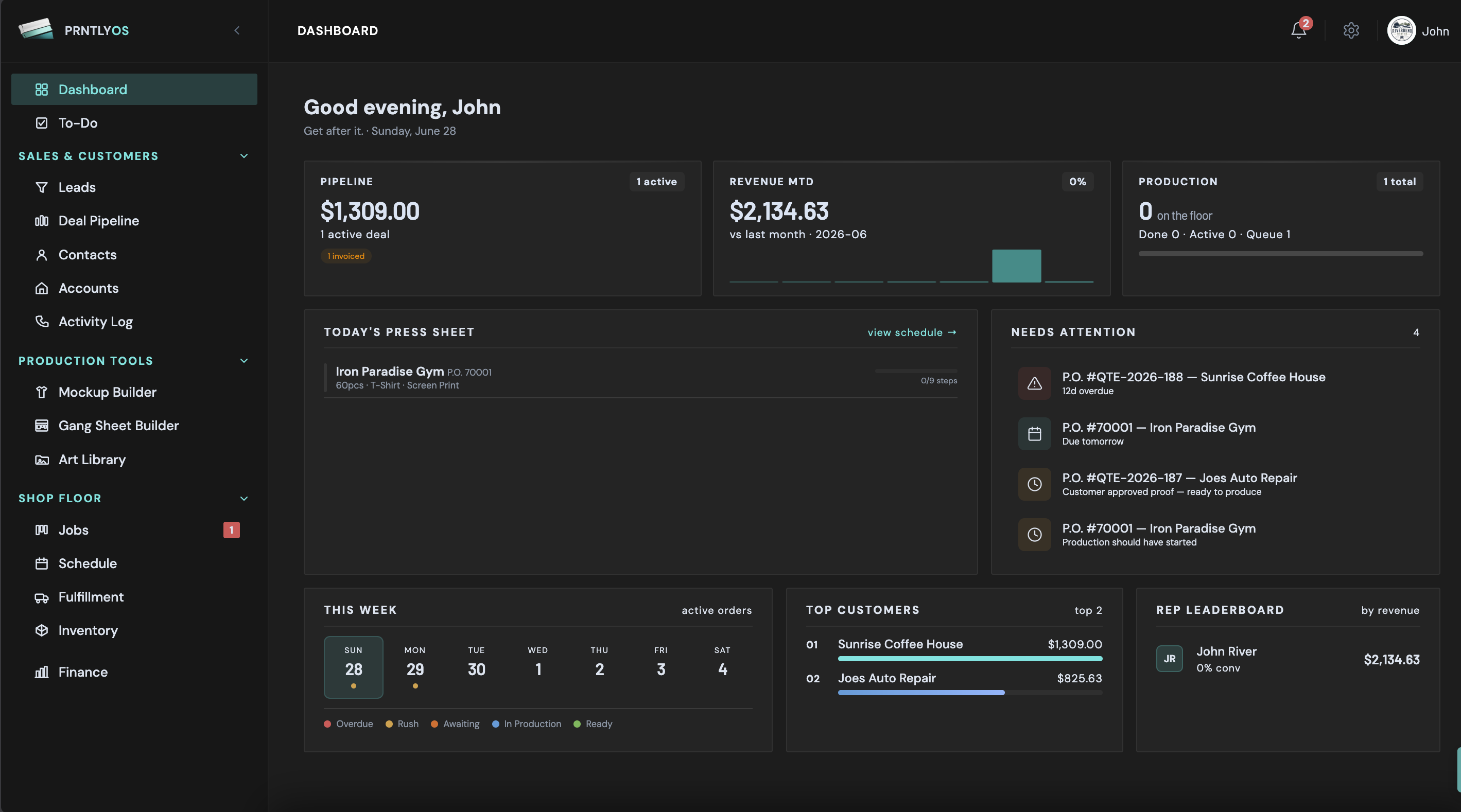 PrntlyOS dashboard